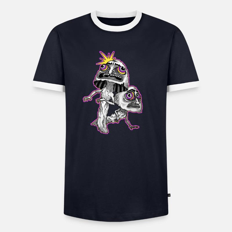 Psychedelisch Psychedelic Magic Mushroom Goa Männer Kontrast-T-Shirt