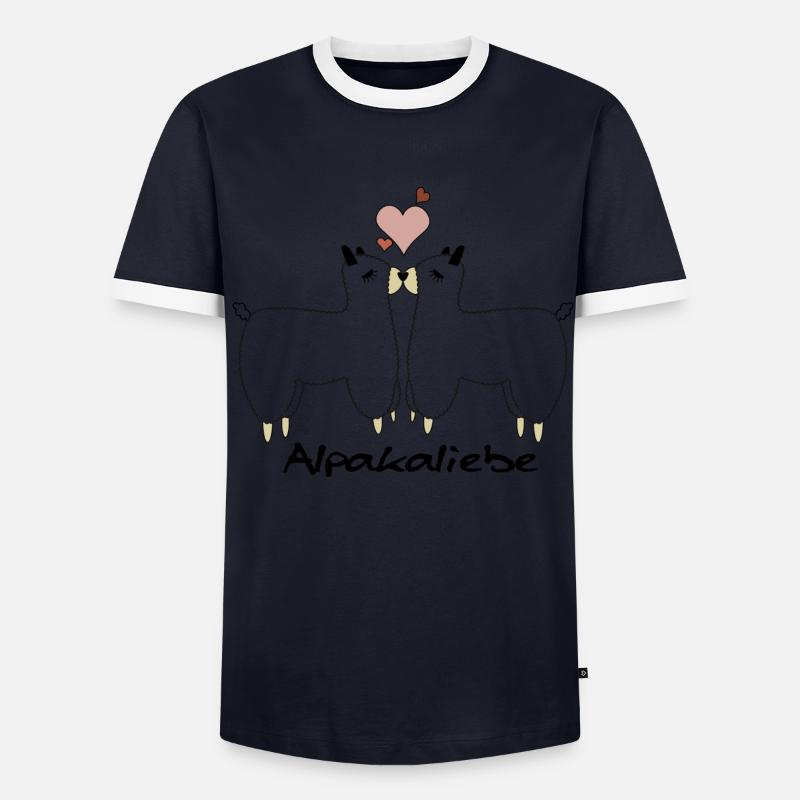 Alpaka Liebe Design Männer Kontrast-T-Shirt