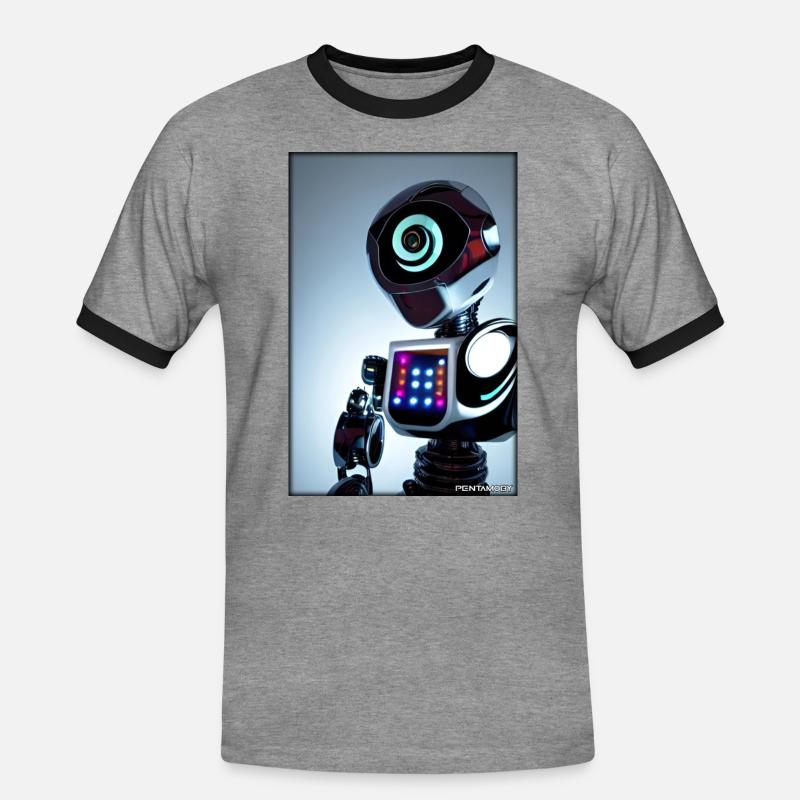 Robot Future Technology Science Android - Men's Ringer Shirt - heather grey/black
