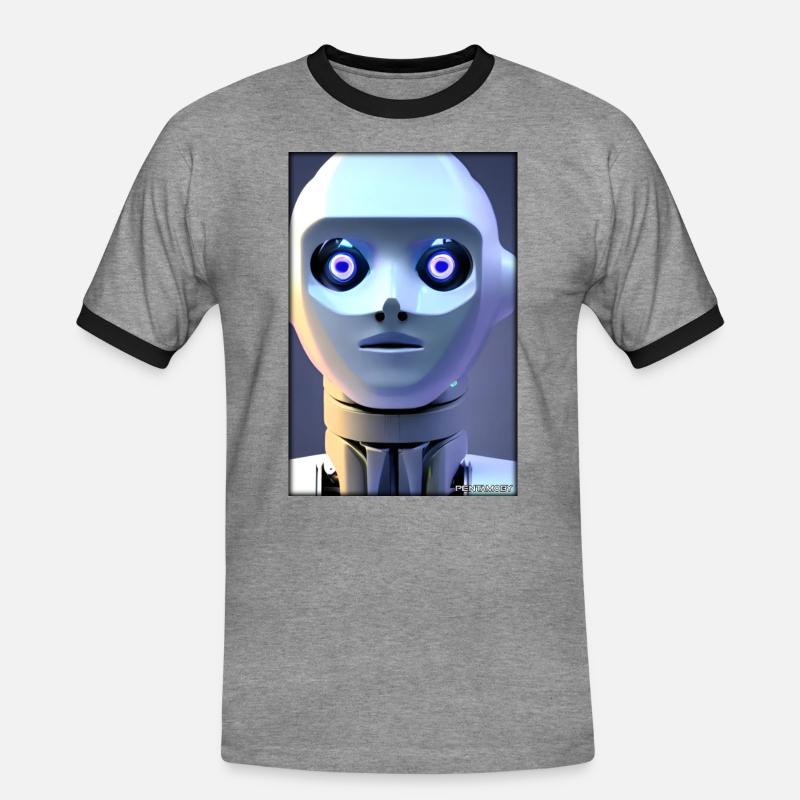 Robot Future Technology Science Android - Men's Ringer Shirt - heather grey/black