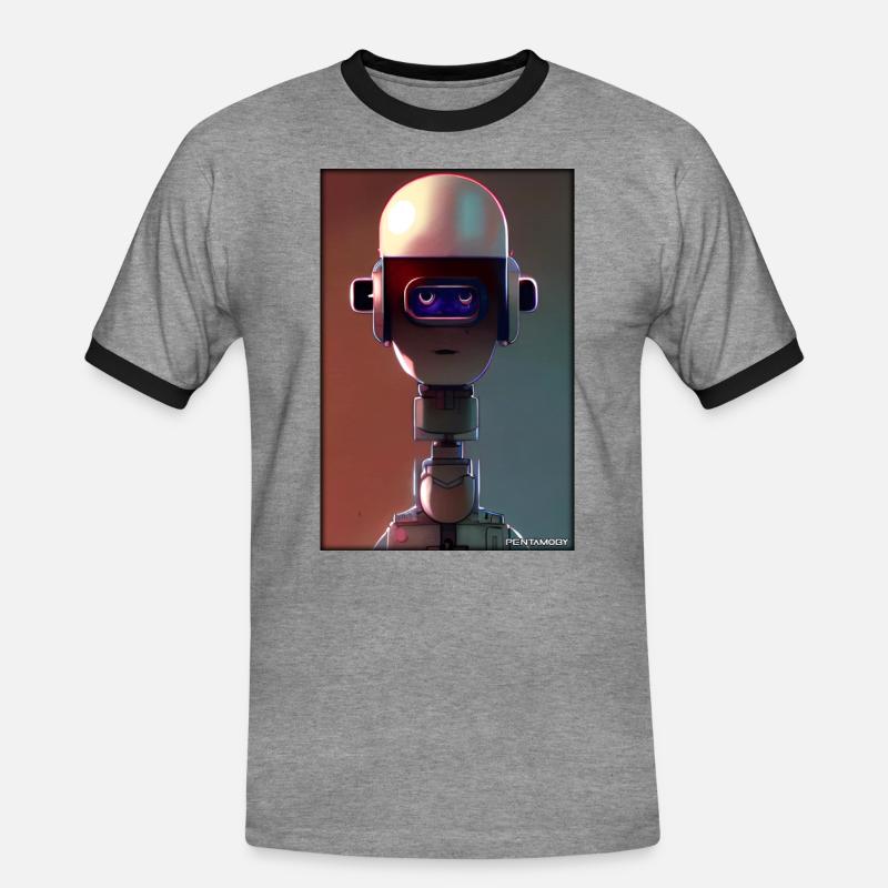 Robot Future Technology Science Android - Men's Ringer Shirt - heather grey/black