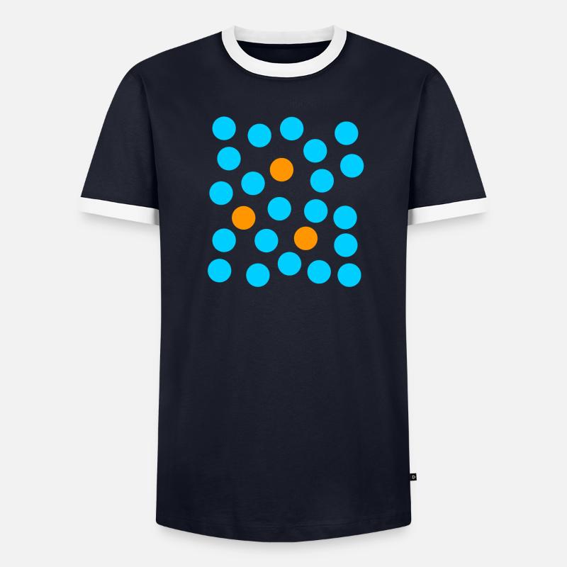 points bleus et trois points orange T-shirt contrasté Homme