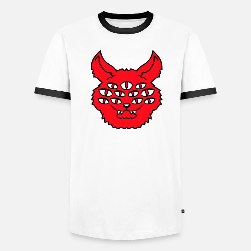 Cat Demon Many Eyes Devil Hell Evil Monster Men's Ringer Shirt