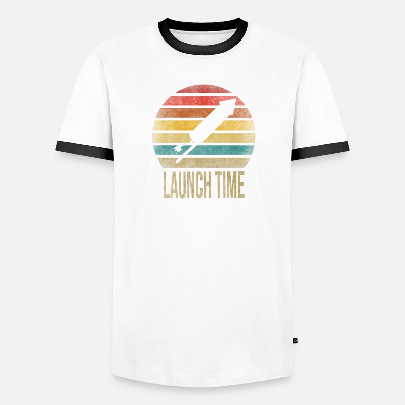 Feux d’artifice Boom Rocket Going Up Launch Retro T-shirt contrasté Homme