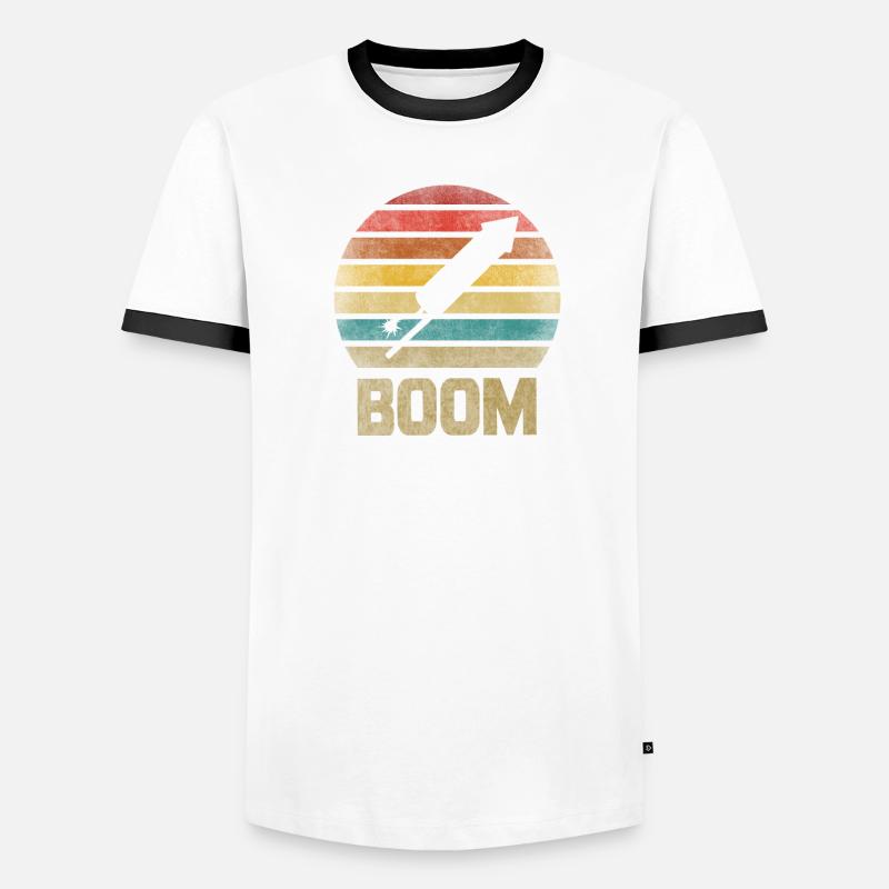 Fireworks Boom Rocket Going Up Launch Retro Männer Kontrast-T-Shirt