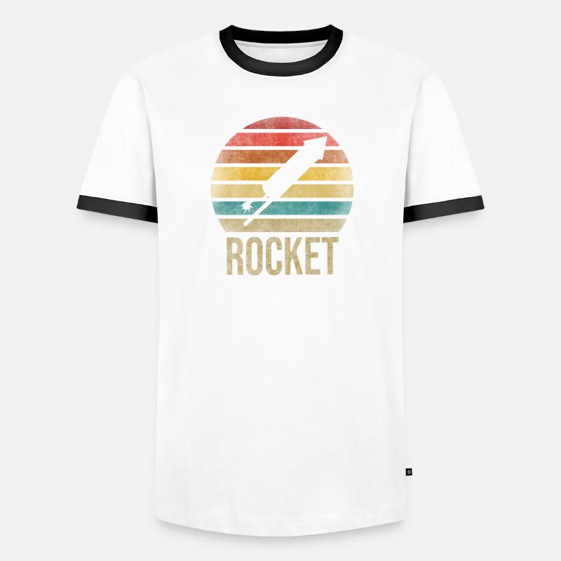 Fireworks Boom Rocket Going Up Launch Retro Männer Kontrast-T-Shirt