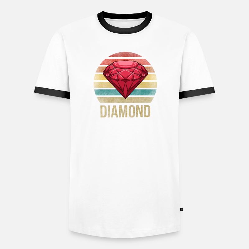 Ruby Gemstone Retro Sunset Männer Kontrast-T-Shirt