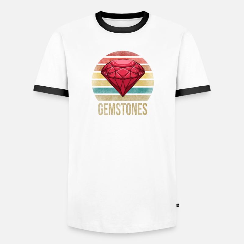 Ruby Gemstone Retro Sunset Männer Kontrast-T-Shirt