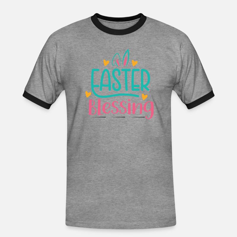Happy Easter Easter Blessing - Men's Ringer Shirt - heather grey/black