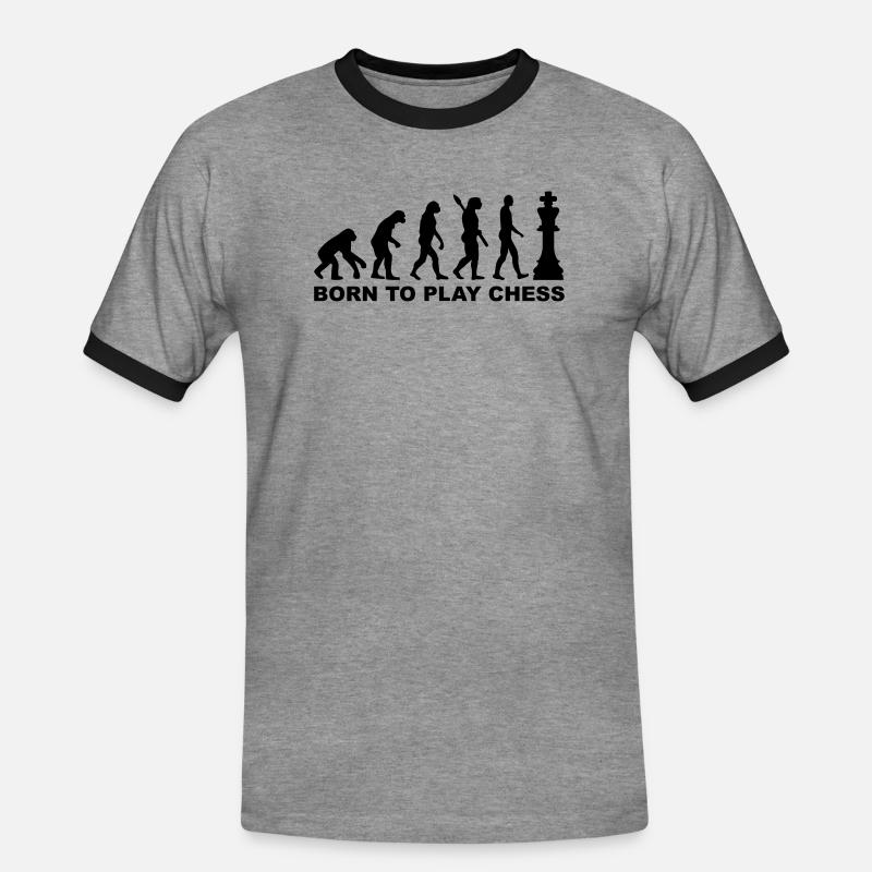 Evolution Chess - Men's Ringer Shirt - heather grey/black