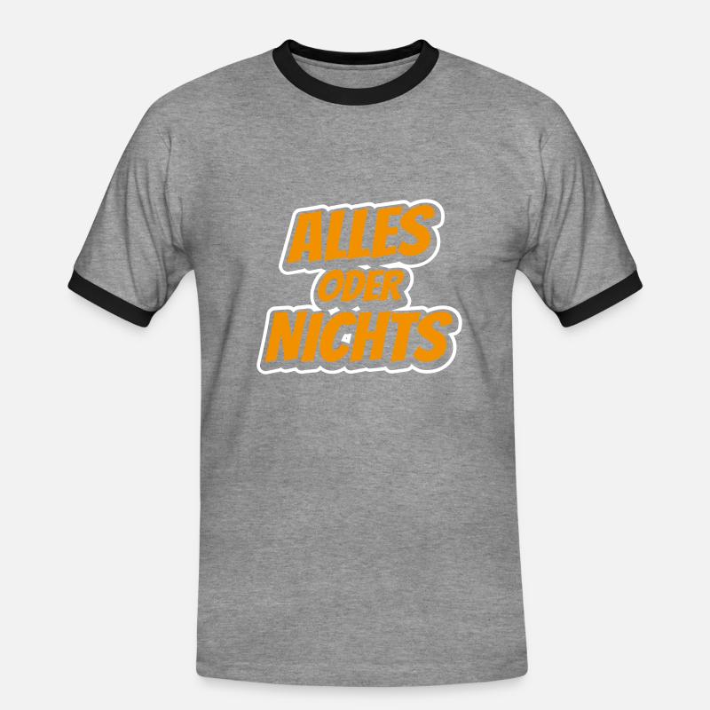 Alles oder Nichts - Männer Kontrast-T-Shirt - Grau meliert/Schwarz