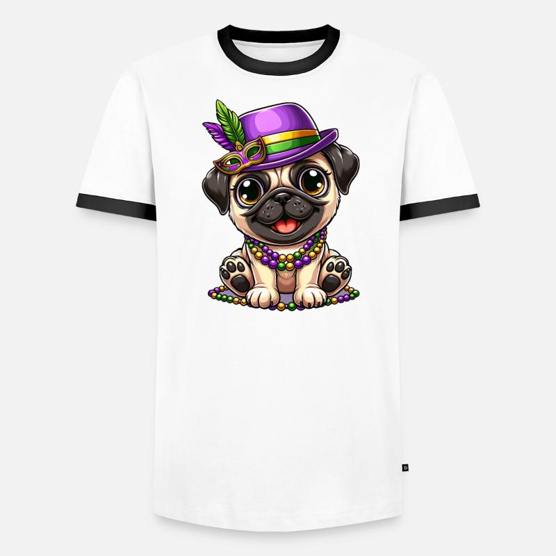 Mardi Gras Comic Pug Men's Ringer Shirt