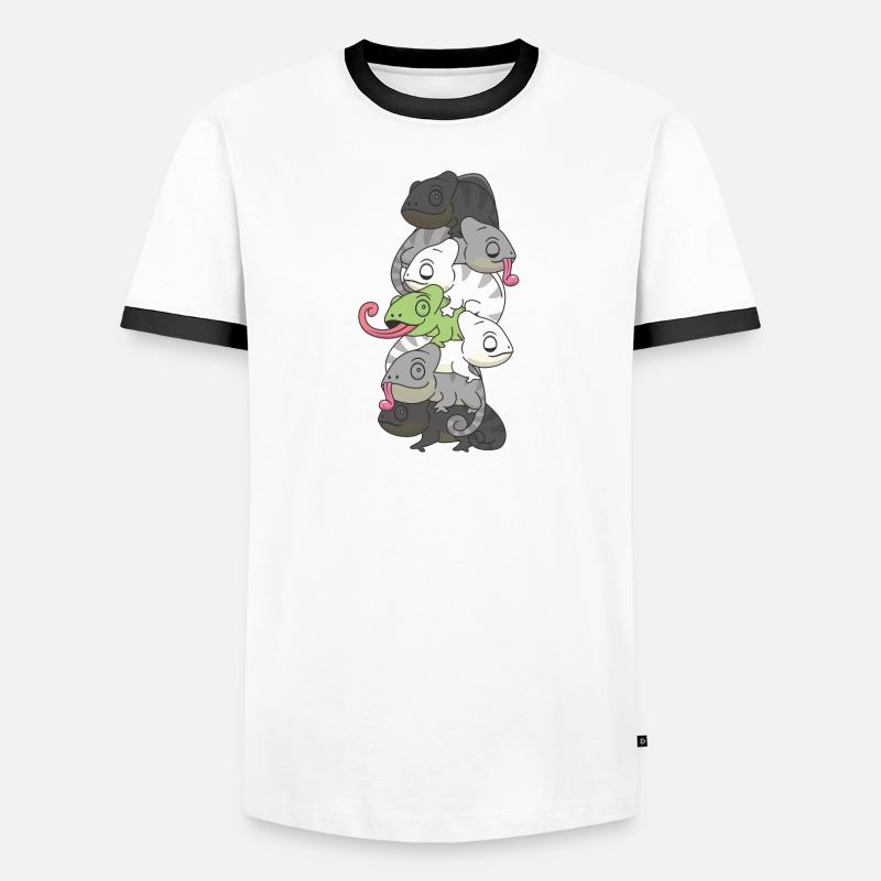 Agender Flag Pride LGBTQ Cute Chameleon Stack Men's Ringer Shirt