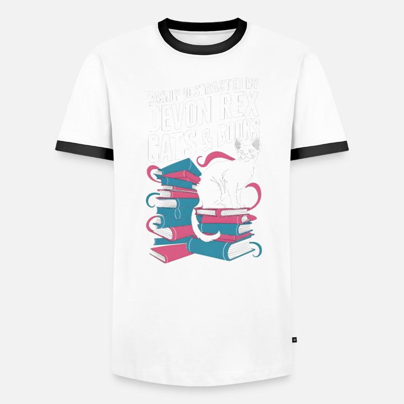 Katze Devon Rex Geschenk Männer Kontrast-T-Shirt