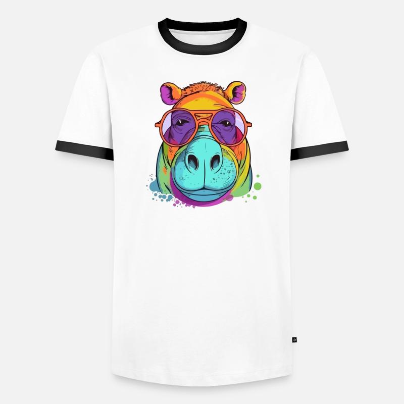 Harry, das Nilpferd Männer Kontrast-T-Shirt