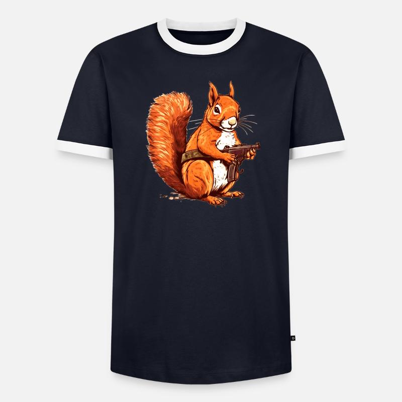 Einzigartiges und schwer bewaffnetes Eichhörnchen Männer Kontrast-T-Shirt