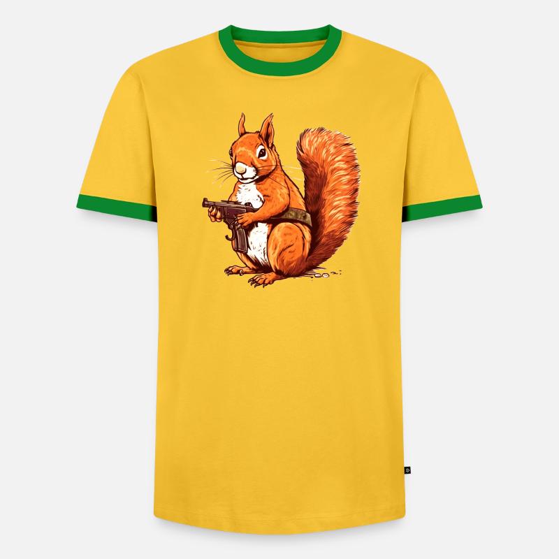 Wehrhaftes Eichhörnchen bewaffnet als Actionheld - Männer Kontrast-T-Shirt - undefined