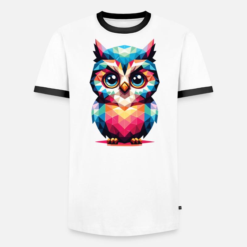 Polygon Eule geometrisch Männer Kontrast-T-Shirt