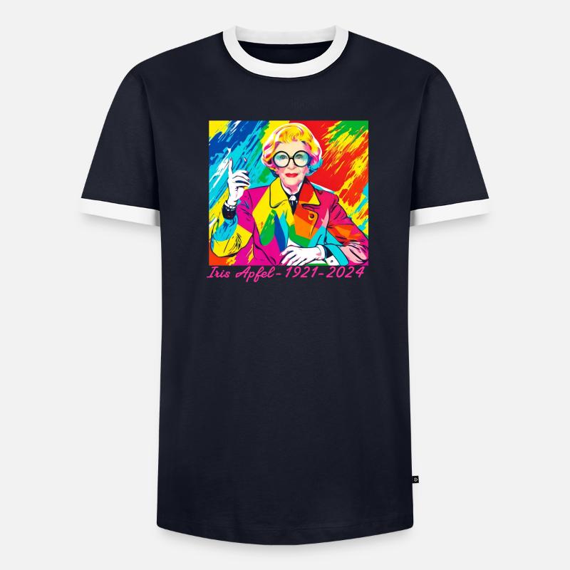 Illustration, bunt, Graffiti, Iris Apfel - Männer Kontrast-T-Shirt - undefined