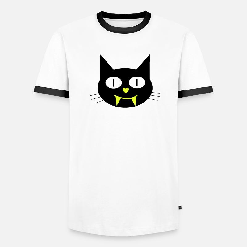 Chat vampire d’Halloween avec des chiens T-shirt contrasté Homme