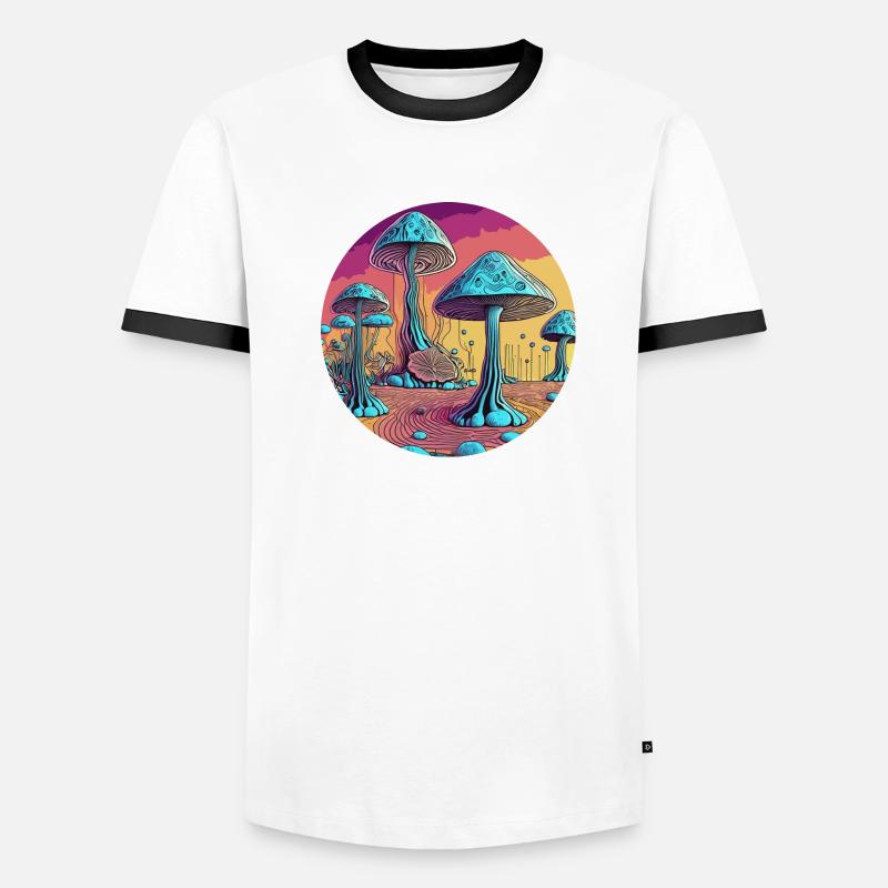 Psychedelic Mushroom Tree Valley Men's Ringer Shirt