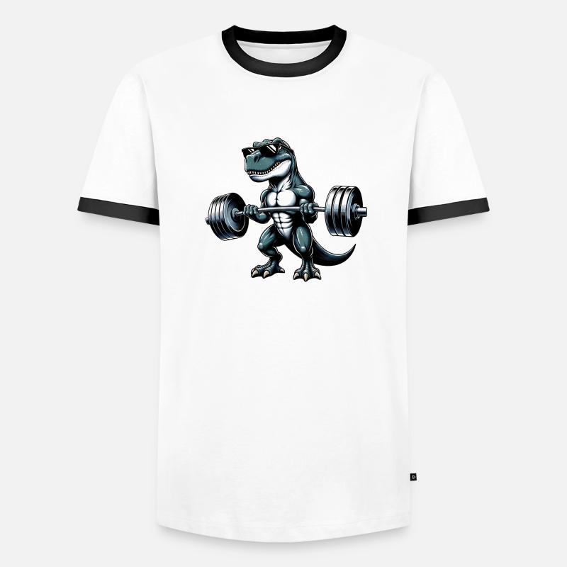 Cool Dino T-Rex Workout Haltère Conception d’entraînement T-shirt contrasté Homme