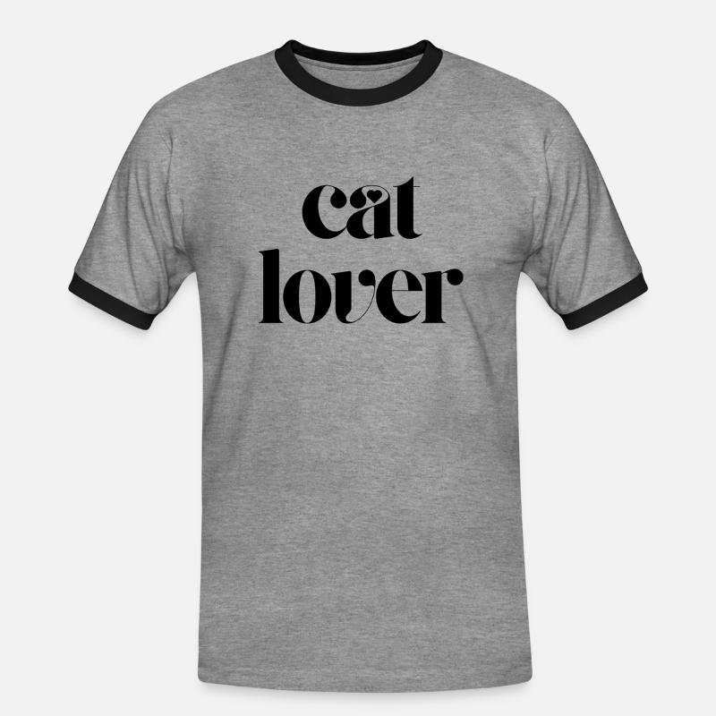 cat lover - Men's Ringer Shirt - heather grey/black