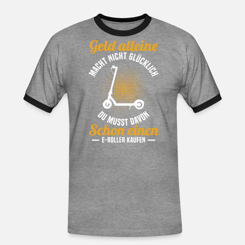 E-Roller Roller E-Scooter - Männer Kontrast-T-Shirt - Grau meliert/Schwarz