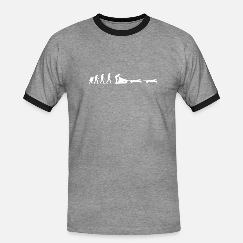 hundeschlitten evolution - Männer Kontrast-T-Shirt - Grau meliert/Schwarz