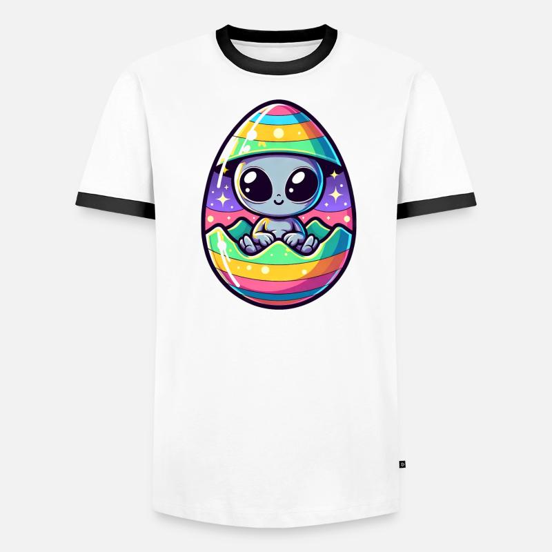 Conception d’éclosion d’oeuf de Pâques extraterrestre : surprise colorée T-shirt contrasté Homme