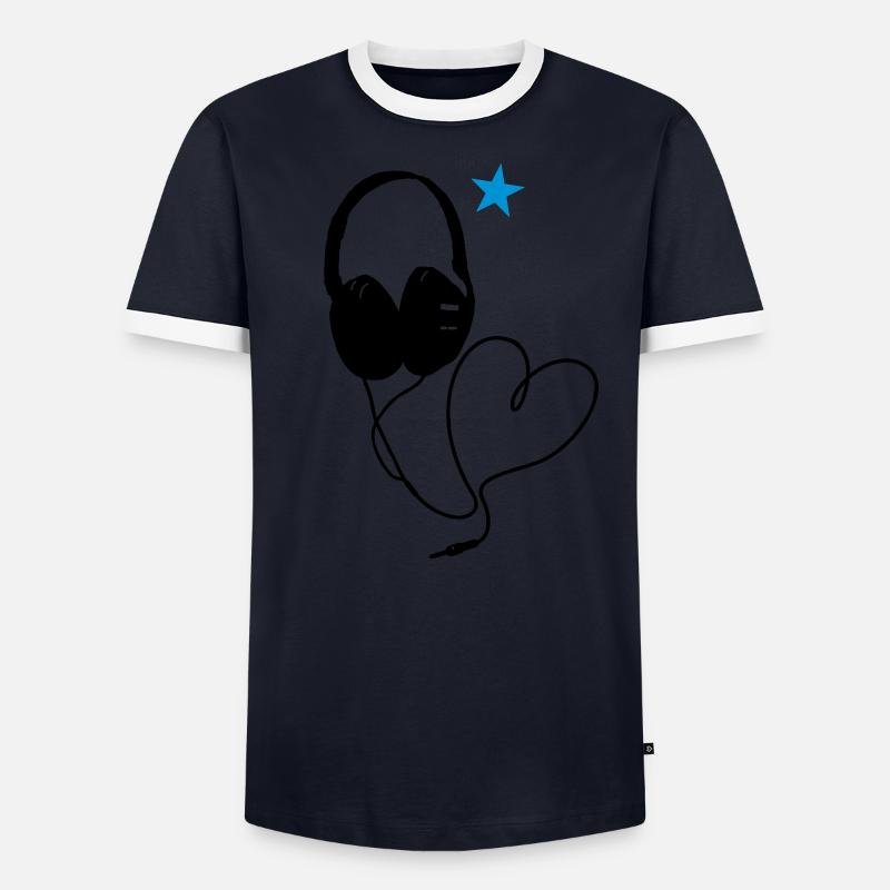 Kopfhörer Männer Kontrast-T-Shirt
