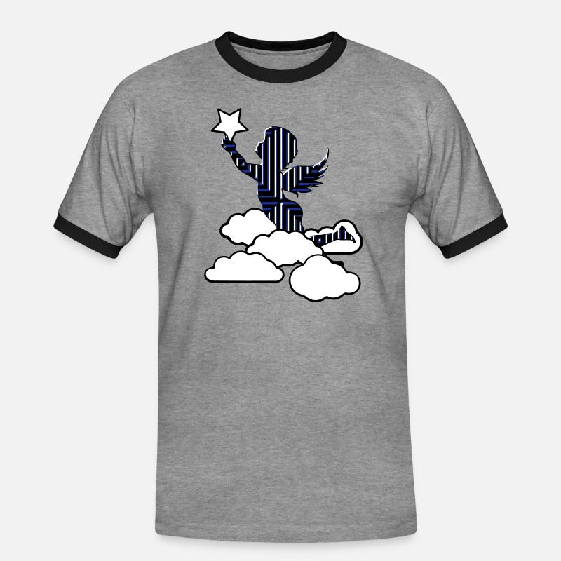 Angel gothic star - Men's Ringer Shirt - heather grey/black