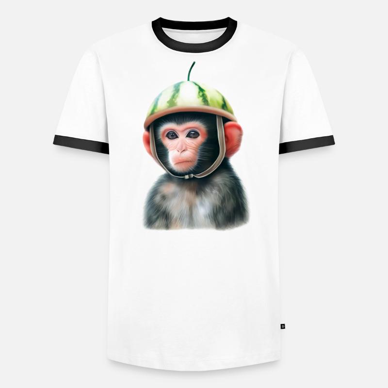 Singe à la pastèque T-shirt contrasté Homme