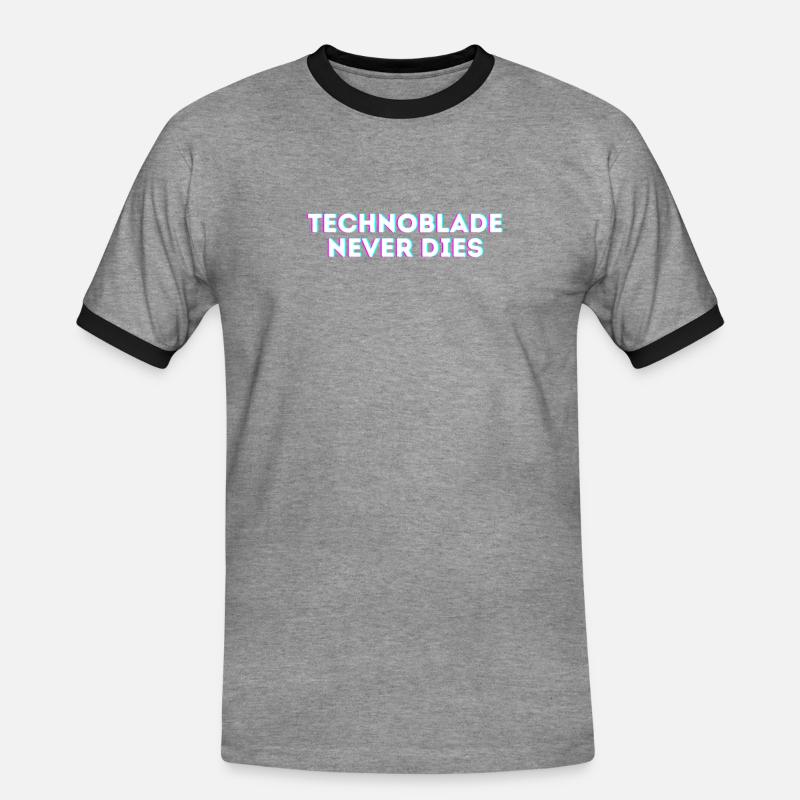 Technoblade Never dies - Männer Kontrast-T-Shirt - Grau meliert/Schwarz