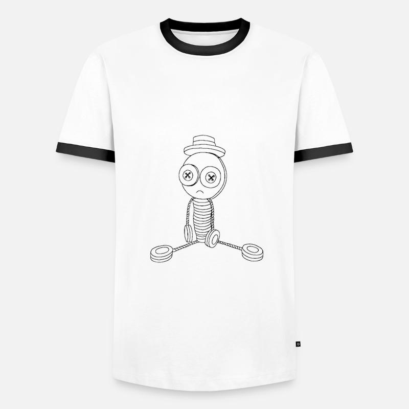 Mr Button sitzt Männer Kontrast-T-Shirt