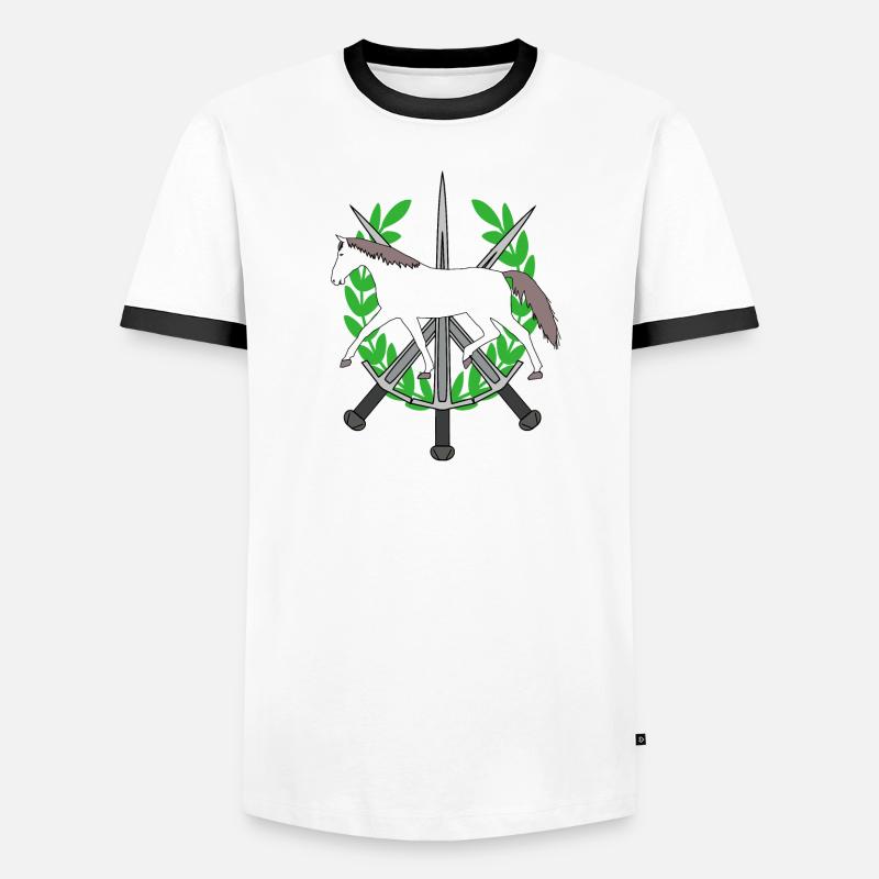 Lorbeerkranz Ritter Schwerter Held Pferd Held Männer Kontrast-T-Shirt