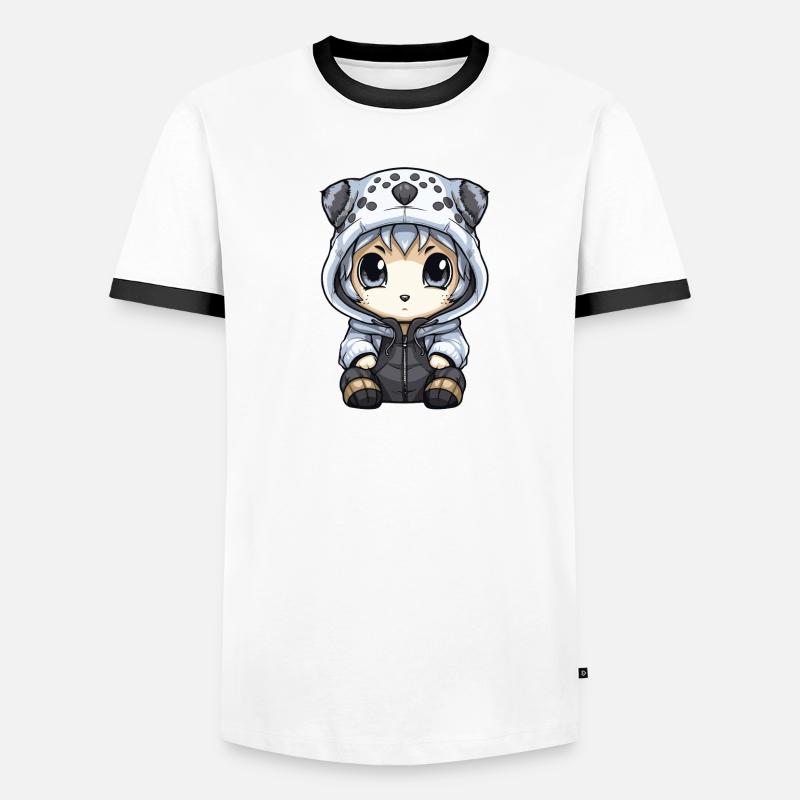 Bébé léopard des neiges léopard d’hiver T-shirt contrasté Homme