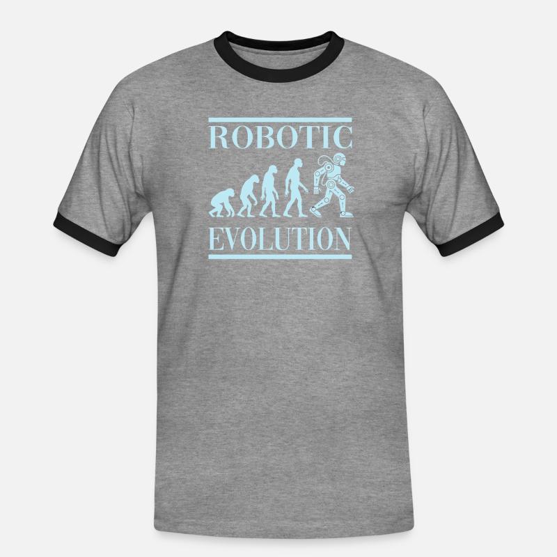 Robot Evolution Progress Human Future - Men's Ringer Shirt - heather grey/black
