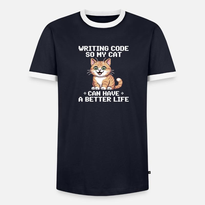 Programming Cat Funny Coding and Cat German Men's Ringer Shirt