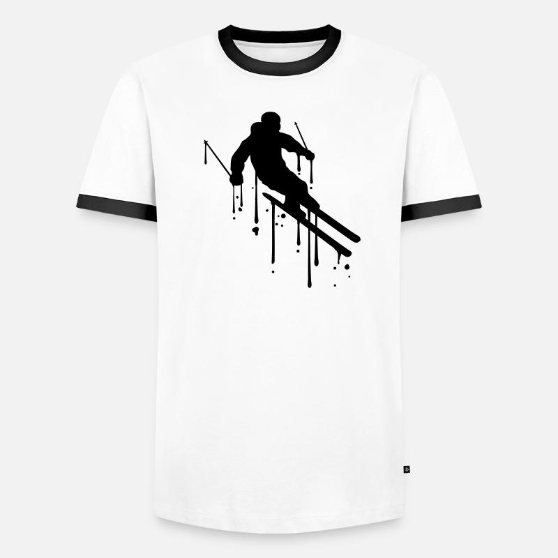 graffiti drops ski ride down mountain winter Men's Ringer Shirt