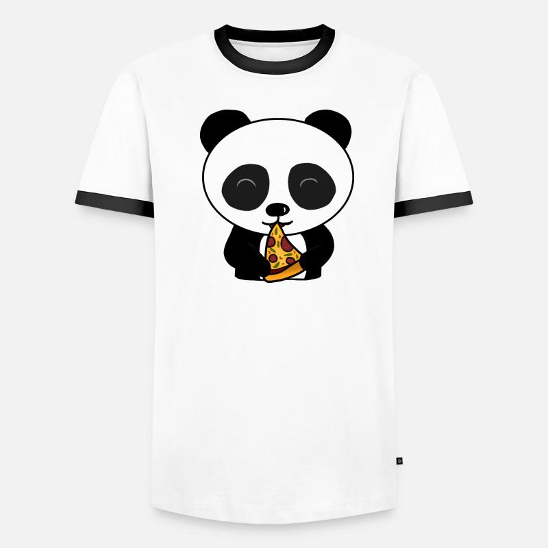 Ours mignon de panda mangeant la pizza T-shirt contrasté Homme