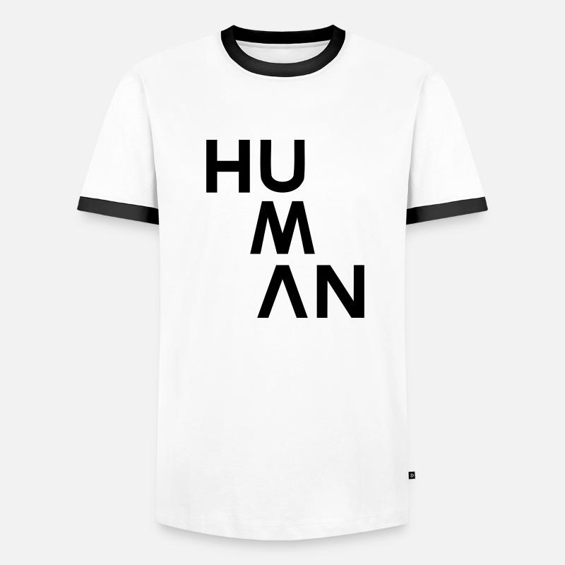 HUMAN — Minimalist Typeface with Custom Colour Men's Ringer Shirt