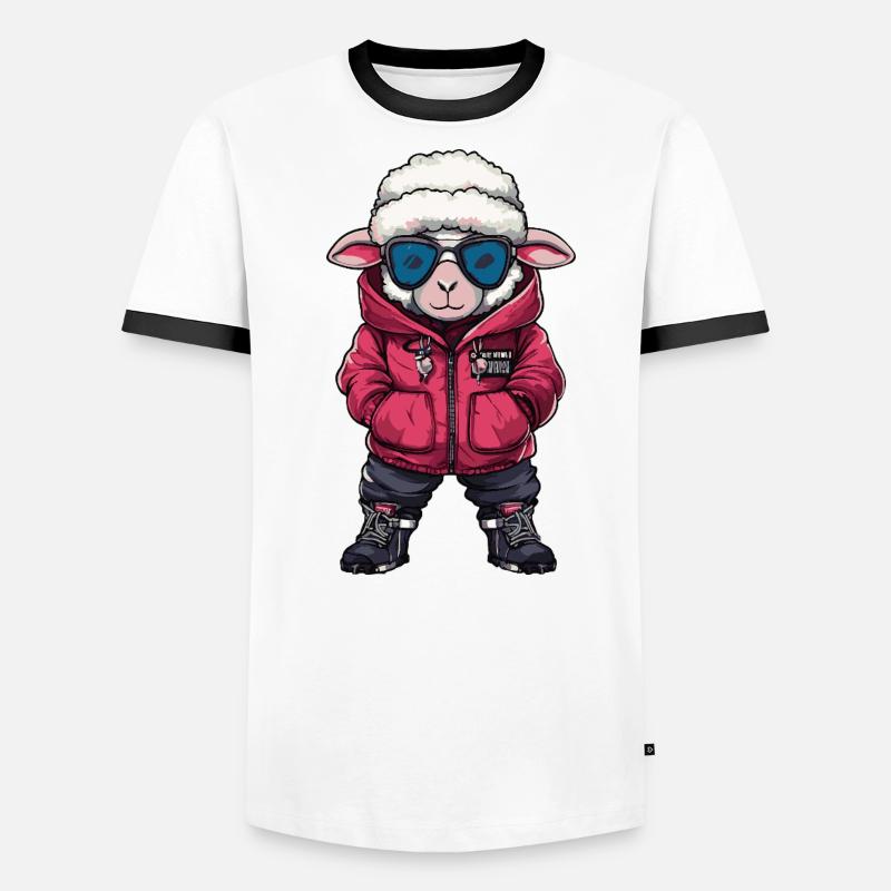 Schaf Cool Comic Männer Kontrast-T-Shirt