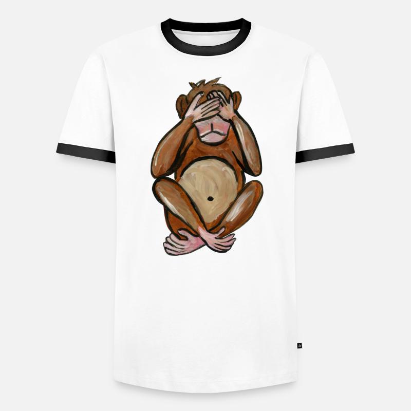 singe aveugle - blind monkey - blinder affe cieca T-shirt contrasté Homme