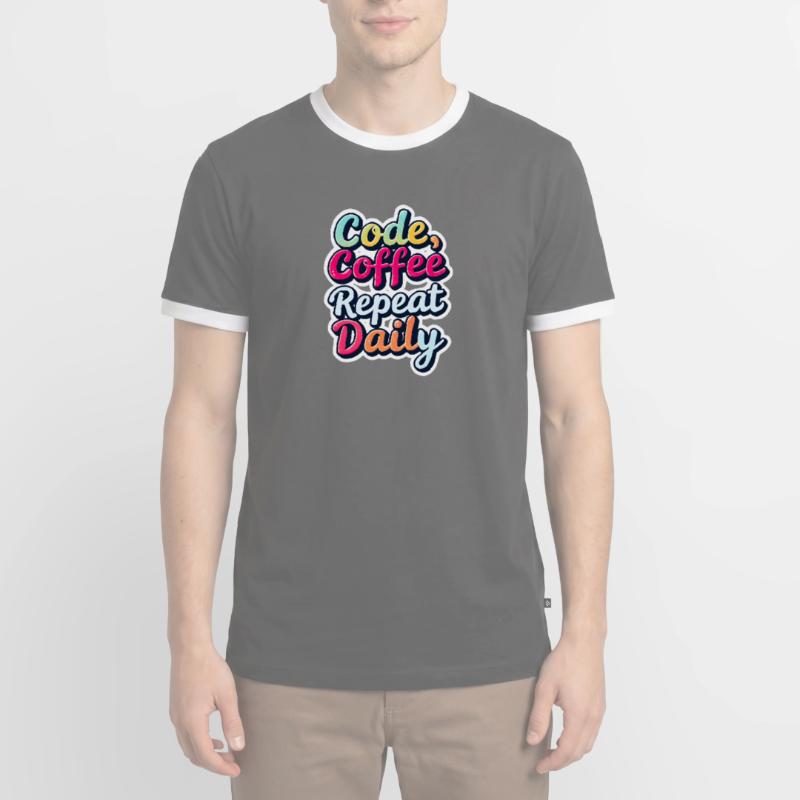 Code Sleep Debug Repeat Programmer Shirt T-shirt contrasté Homme