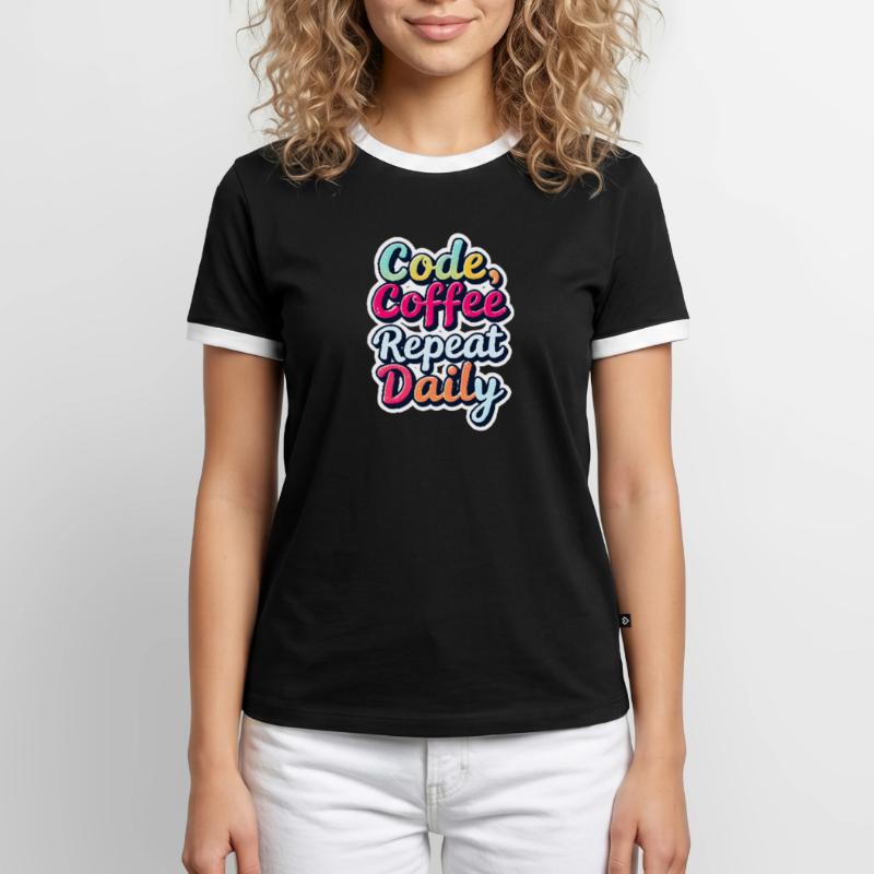 Code Sleep Debug Repeat Programmer Shirt T-shirt contrasté Homme