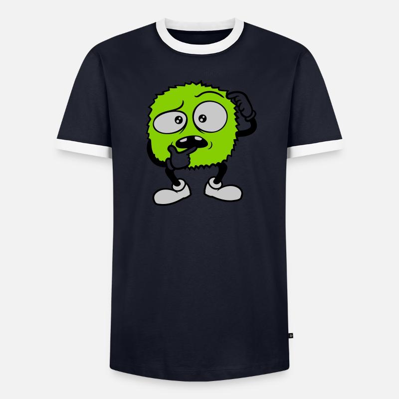Comic skeptical face monster Men's Ringer Shirt