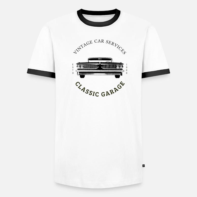 Oldtimer Auto Services Logo Männer Kontrast-T-Shirt