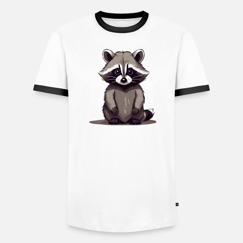 Waschbär sitzend Männer Kontrast-T-Shirt