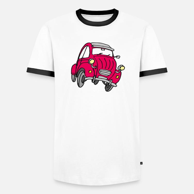 Comic Kleinwagen Rot Männer Kontrast-T-Shirt